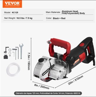 Rozadora de pared VEVOR 2500W KC125