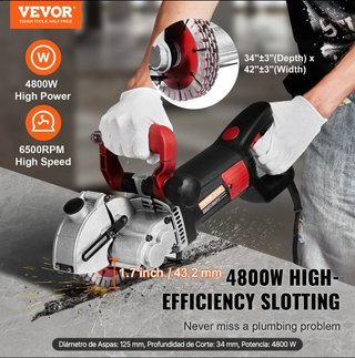 Rozadora de pared VEVOR 2500W KC125