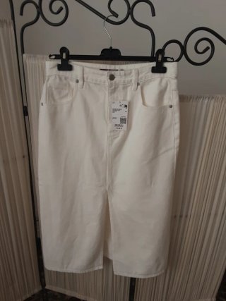 Falda midi vaquera blanca Comptoir des Cotonniers