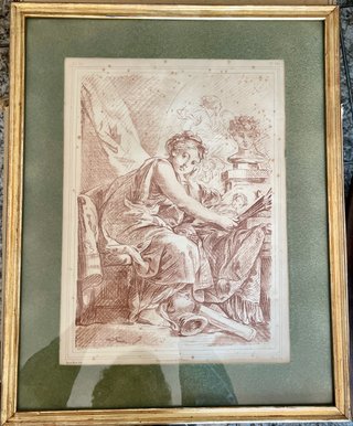 Litografía antigua francesa de François Boucher