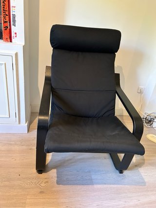 Butaca IKEA estilo POÄNG Negra con Reposapiés
