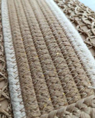 Bolso shopper de hombro rafia trenzada beige