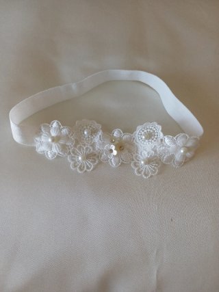 Fascia battesimo bambina pizzo fiori perle
