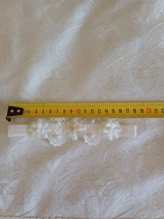 Fascia battesimo bambina pizzo fiori perle