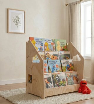Libreria Montessori per Bambini in Legno Basso per Bambini