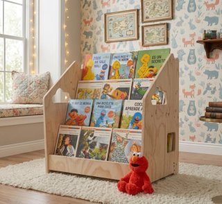 Libreria Montessori per Bambini in Legno Basso per Bambini