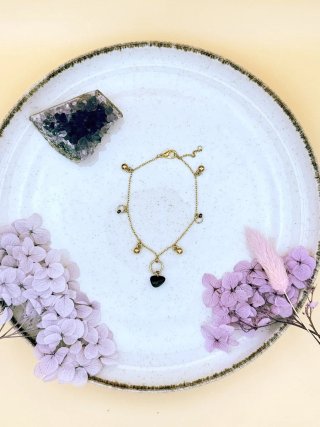 Pulsera Corazón Marrón y Dorado Hecha a Mano