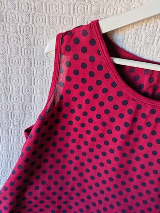 Camisa tirantes rojo lunares negros talla L mujer