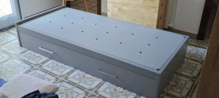 Cama nido gris madera maciza