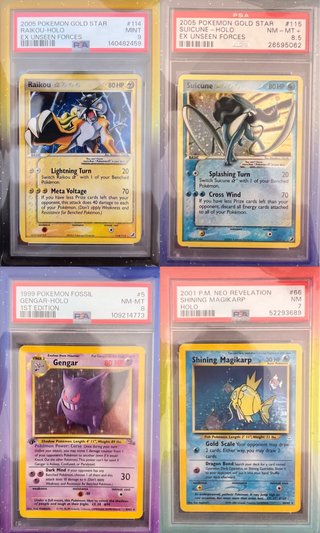 Pokemon PSA Slabs (Gold Star, Shining, Gengar)