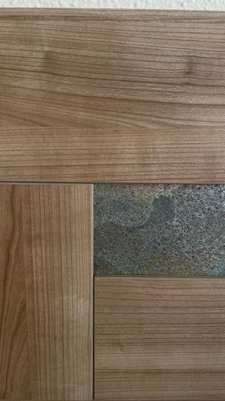 Cabecero de cama madera y piedra