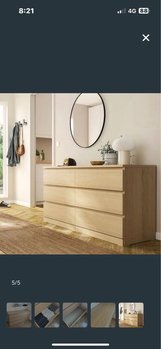 Cómoda MALM 6 cajones madera