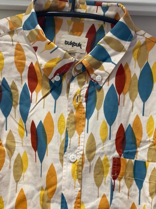 Pack 2 Camisas Hombre L Naranja lino y Estampada