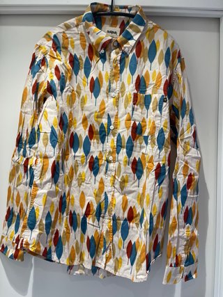 Pack 2 Camisas Hombre L Naranja lino y Estampada