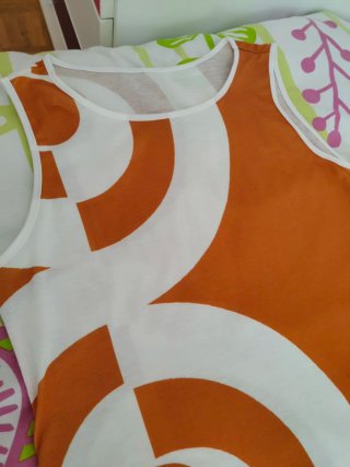 Vestido naranja y blanco L