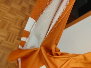 Vestido naranja y blanco L