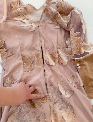 Japanese flower flock Embroidered Tulle Dress