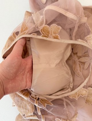 Japanese flower flock Embroidered Tulle Dress