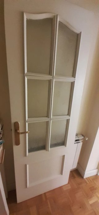 Puerta interior madera lacada blanco vintage