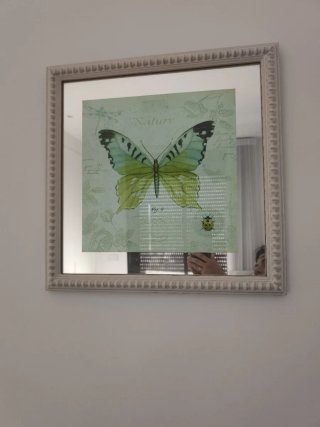 Dos cuadros Espejo Mariposa Madera y Cristal