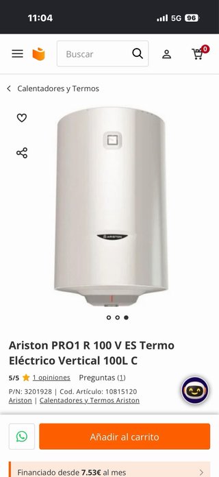 Termo Eléctrico Ariston 100L Vertical