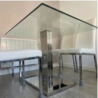 Mesa Comedor Cristal y Acero 120x80x75 cm