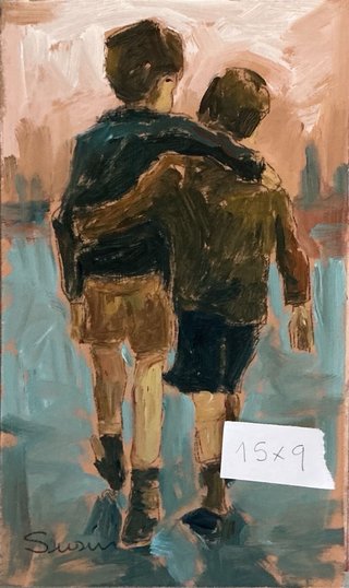 Cuadro inspirado. Niños caminando. Demetrio Susín