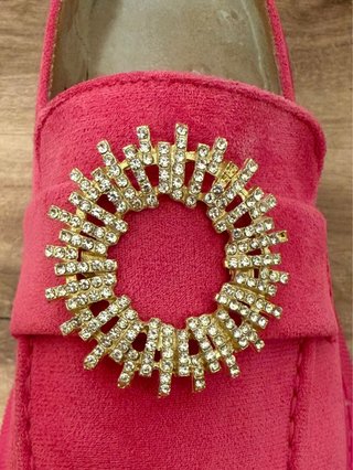 Mocasines Track De Antelina Fucsia Pedrería T. 40