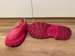 Mocasines Track De Antelina Fucsia Pedrería T. 40