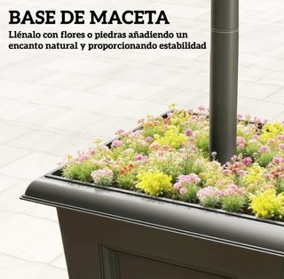 Farola Solar Jardín con Macetero Negro