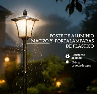 Farola Solar Jardín con Macetero Negro