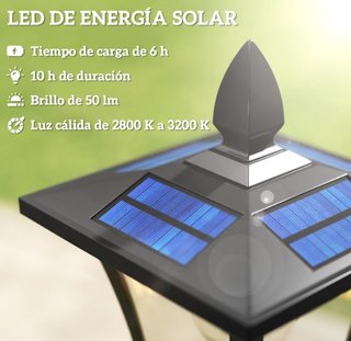 Farola Solar Jardín con Macetero Negro