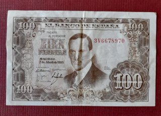 Lote Billetes Españoles: 1000, 500, 100, 1 Peseta