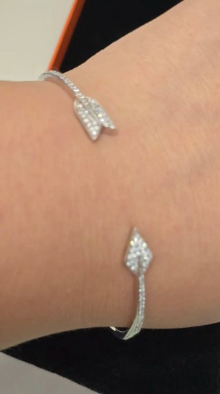 Brazalete Plata 925 Ley Flecha Diamantes
