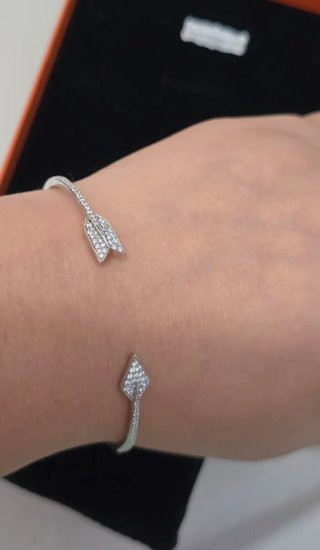 Brazalete Plata 925 Ley Flecha Diamantes