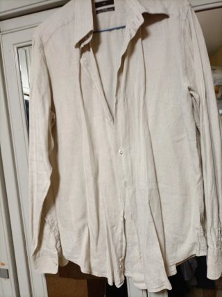 Camisa Zara Lino Hombre Beige