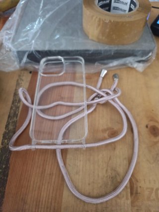 Funda transparente para móvil con cordón
