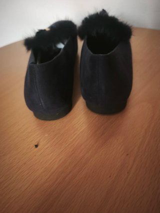 Mocasines ante azul marino con pelo