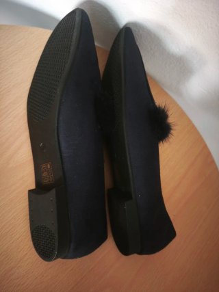 Mocasines ante azul marino con pelo
