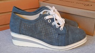Cuñas mujer azul y plata