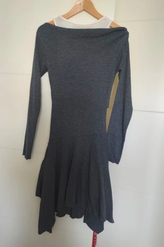Vestido Zara M gris drapeado asimétrico 38 nuevo