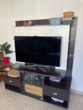 Mueble TV madera y cristal