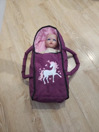 Carrito de muñecas rosa y morado