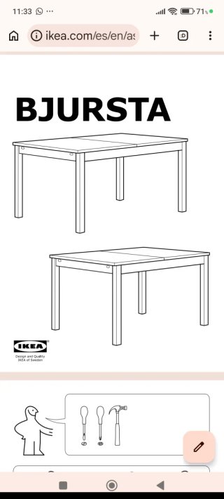 Mesa extensible BJURSTA Ikea Negro-Marrón