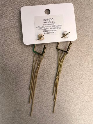 Pendientes largos dorados MONICA ACERO
