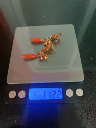 Zarcillos de coral y oro con camafeos