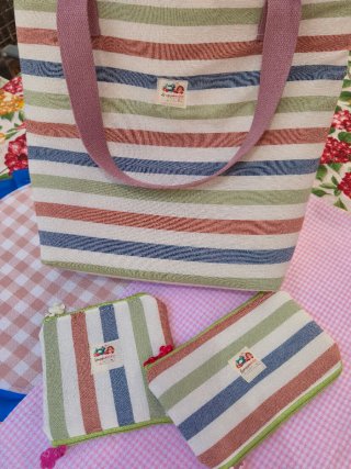 Conjunto bolso, monedero y estuche a juego doble