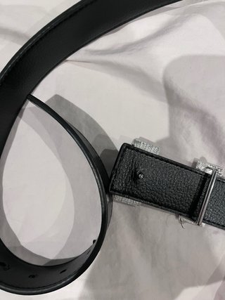 Cinturón Hermes Negro Hebilla Plateada