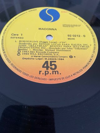 Vinilo Maxi-Single Madonna - Borderline 12”/1984