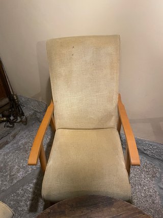 Conjunto 3 sillones vintage tela y madera